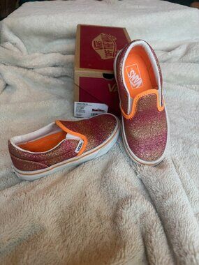 Vans Classic Slip-On Youth, Glitter Ombre Pink Orange, Brand New